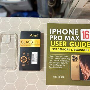 Apple iPhone Pro Max 16 ACCESSORIES (Case, Screen Protectors, Book)